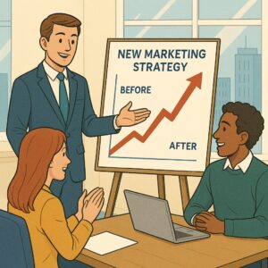 His new marketing strategy turned around our company.