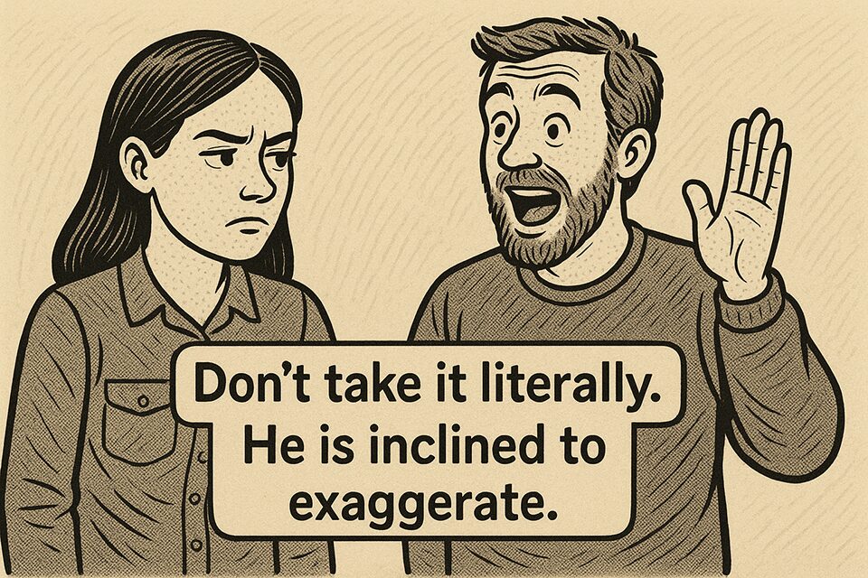 【Duoワーク】No.527 Don’t take it literally. He is inclined to exaggerate.